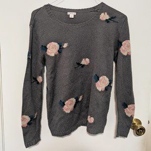 GREY SWEATER WITH ROSES